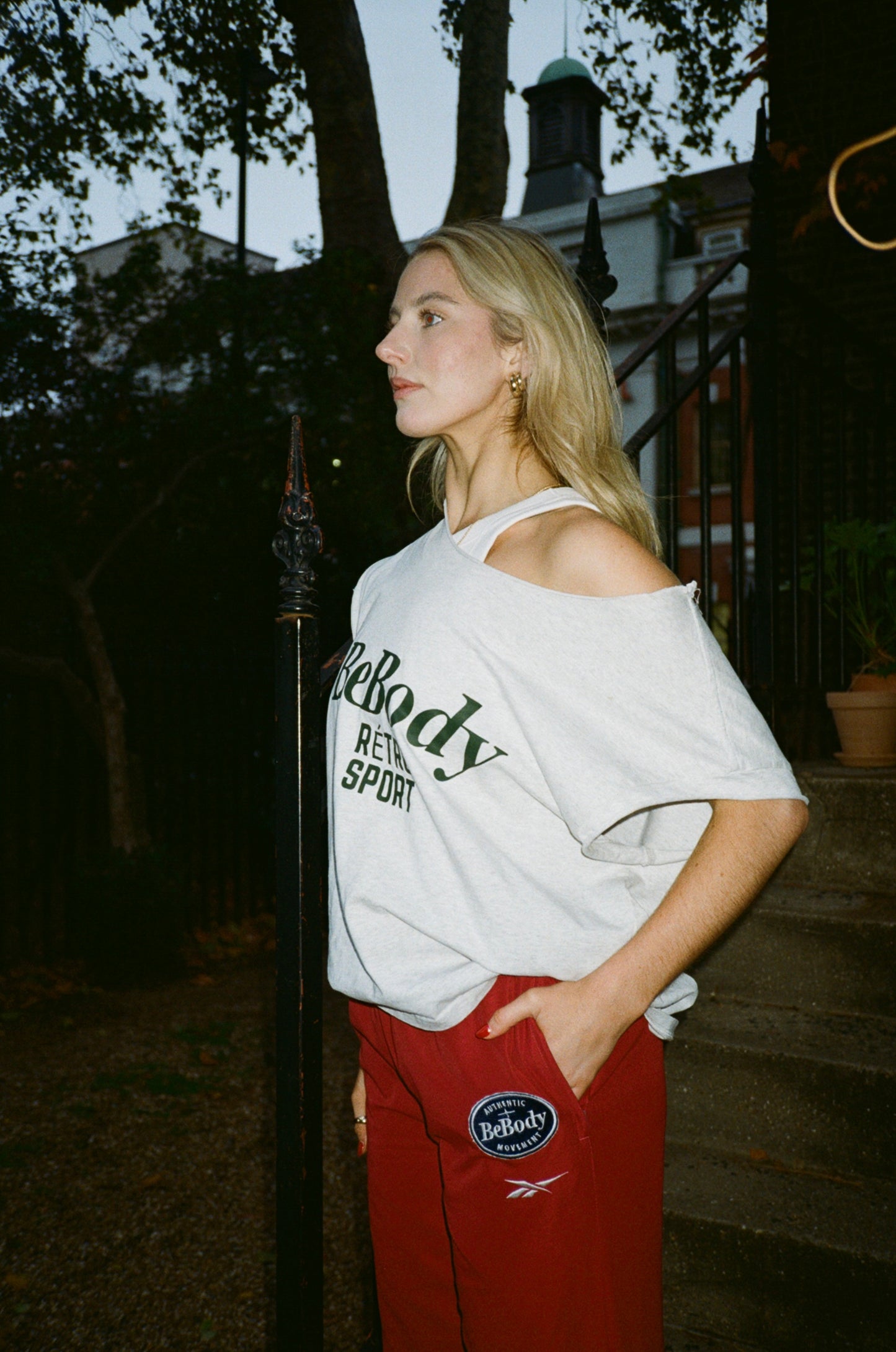 Off-shoulder Retro Sport top